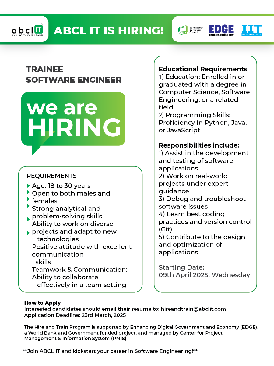 Software Developer Trainee Hiring Trainee Software Engineer Under Hire and Train Program | Abcl IT